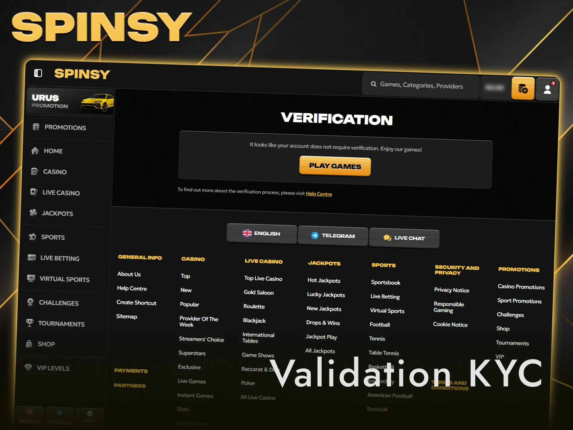Finalisez l'étape 3 de l'inscription pour vérifier votre profil joueur sur Spinsy.